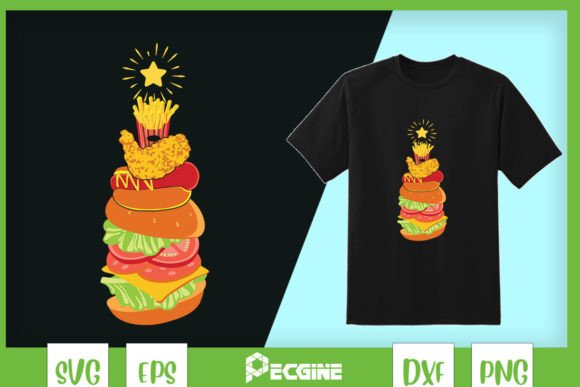 Fast Food Christmas Tree Funny Xmas Graphics for Crafts