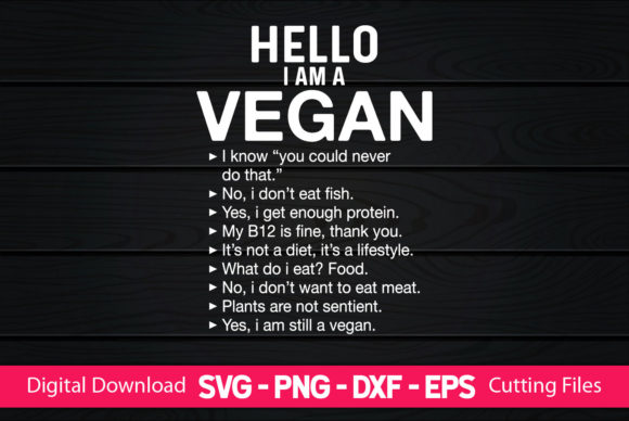 Hello I Am a Vegan Funny Vegan Gifts Graphics & Crafts