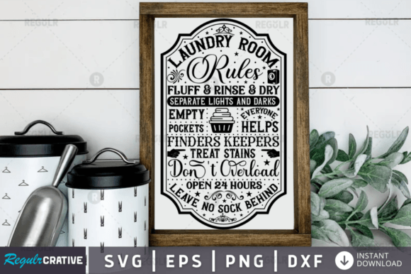 Laundry Room Rules Fluff: A Graphic Design Asset for Crafts and Content